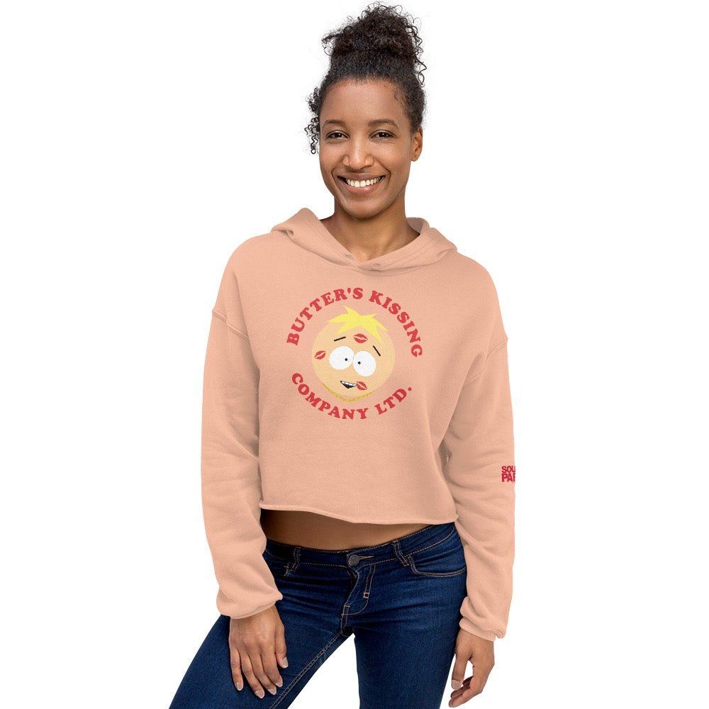 South Park Butter's Kissing Company Women's Fleece Crop Hooded Sweatshirt