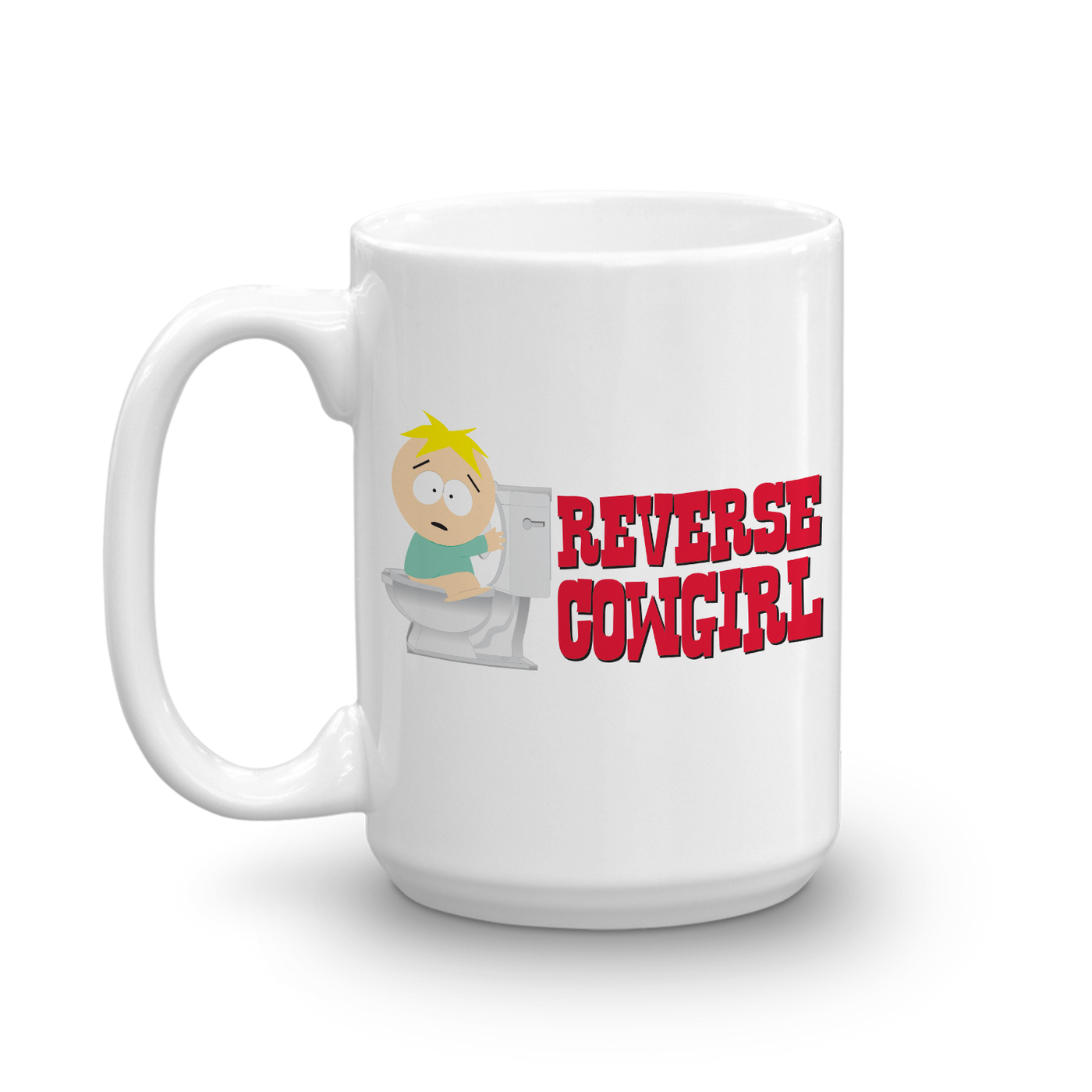 South Park Butters Reverse Cowgirl White Mug – South Park Shop