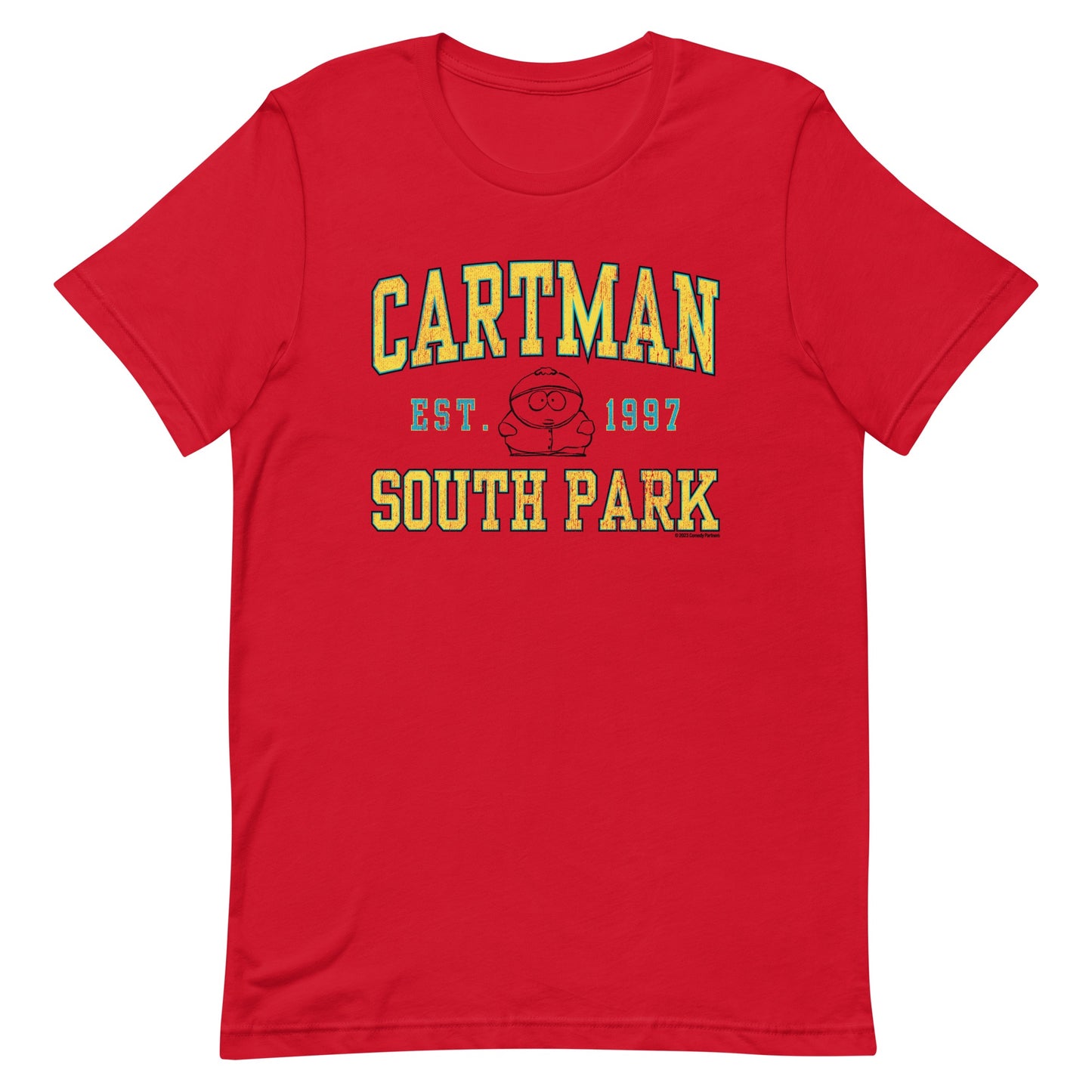 South Park Cartman Collegiate  Adult Short Sleeve T-Shirt