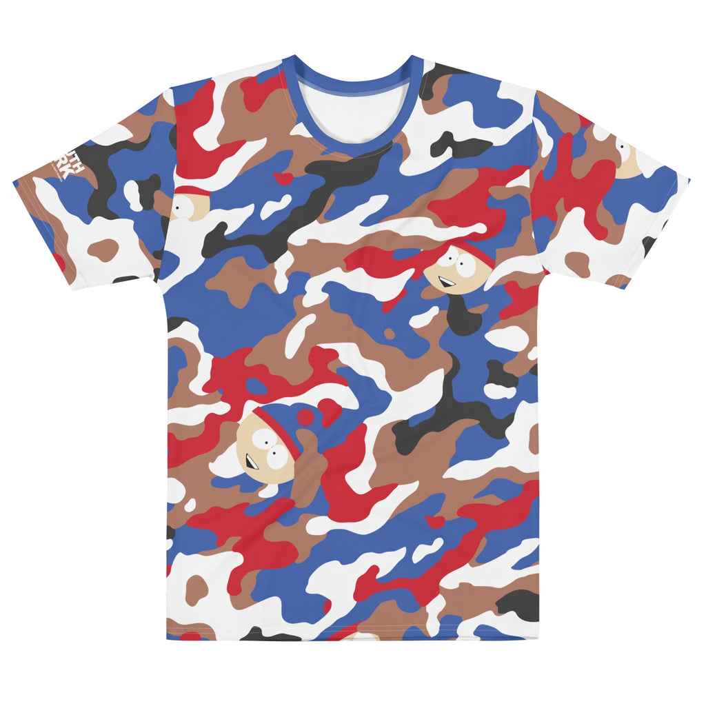 Men Camouflage Blue and Black T-Shirt Printed Short-Sleeve Crewneck Fan  XXXXL Tee Shirt