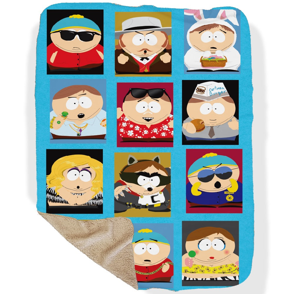 South Park Faces of Cartman Sherpa Blanket